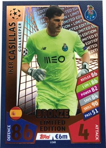 LIMITED EDITION BRONZE IKER CASILLAS CHAMPIONS LEAGUE 2017/18 TOPPS