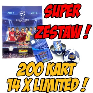 ALBUM ZESTAW CHAMPIONS LEAGUE 2013/14 + 2 x PUSZKA + 14 x LIMITED + 200 KART !